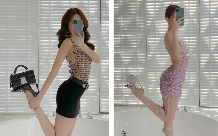 Trước đó, Ngọc Trinh cũng từng gây sốt với trend chụp ảnh giơ chân, giữ túi trên bàn chân cho thăng bằng. Trào lưu này vừa giúp chân dài khoe vóc dáng nuột nà cùng đôi chân dài thẳng tắp vừa khéo khoe bộ sưu tập túi, ví hàng hiệu.