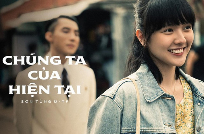 Trong MV “Chúng ta của hiện tại”, Sơn Tùng và Hải Tú đã có những cảnh quay rất tình tứ.