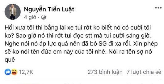 "Đàn anh" Tiến Luật không nhịn được cười khi đọc được thông báo lại thi rớt của Lê Dương Bảo Lâm.