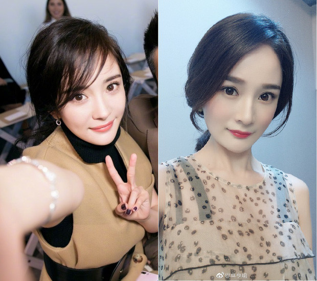 Được biết, nữ người mẫu này (phải) mất 6 năm phẫu thuật thẩm mỹ để có được vẻ ngoài y hệt đàn chị Dương Mịch (trái).