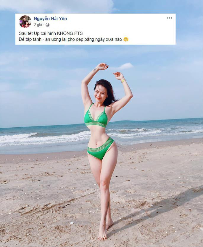 Khoe ảnh không photoshop nhưng Hải Yến Idol lại bị soi bóp eo thon đến mức dị dạng, thậm chí đường sóng biển và bờ cát cũng bị biến dạng theo.