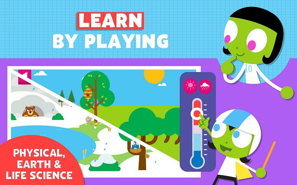 Play and Learn Science: Nếu trẻ yêu thích khám phá về khoa học, thế giới và cuộc sống xung quanh, thì đây là một trong số những game giáo dục không thể thiếu trên điện thoại. Trẻ có thể thực hiện thí nghiệm, giải pháp kỹ thuật và học những thứ liên quan đến khoa học như nhiệt độ, các hiện tượng,...