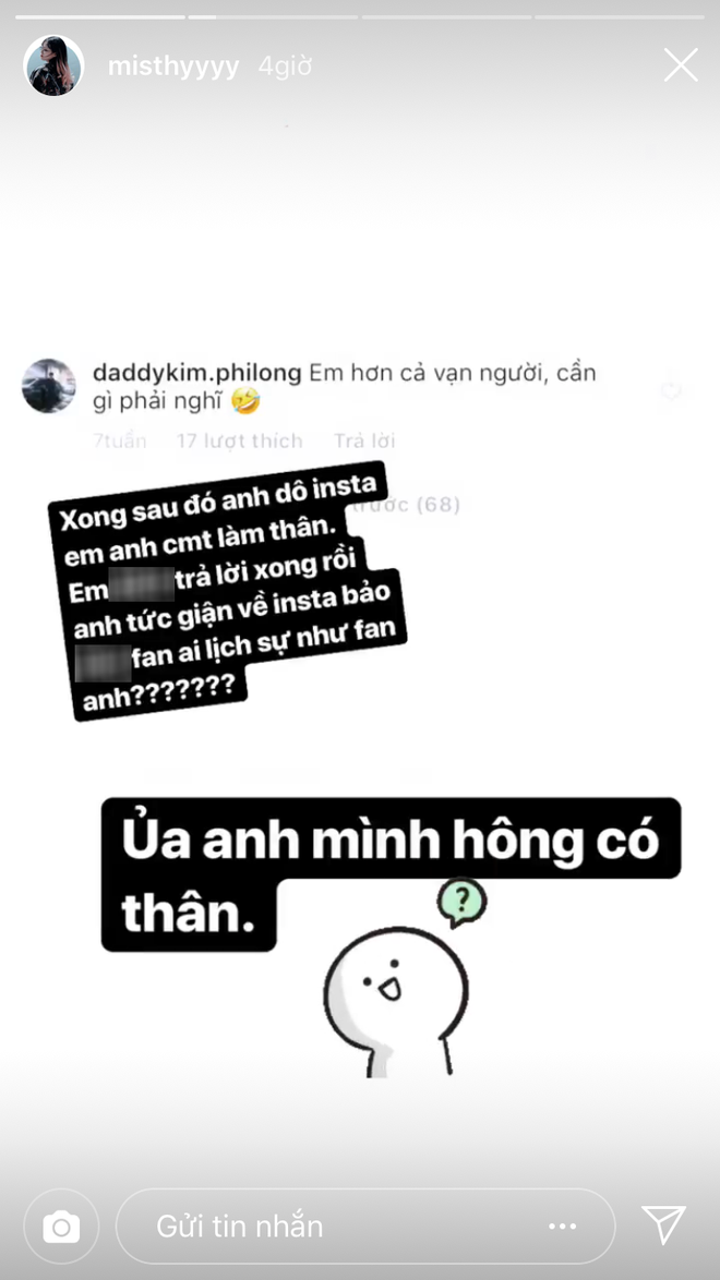 Trước tin đồn này, nữ streamer MisThy cũng lên tiếng trên Instagram, cô phải đứng giữa một bên là người bạn quen biết từ lâu - Misthy, một bên là người yêu - Phi Long.