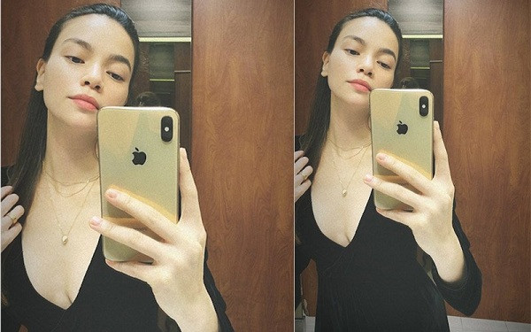 Trước đó, Hà Hồ khoe ảnh selfie cùng điện thoại iPhone XS Max phiên bản Gold sang chảnh.
