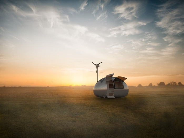 Ngoài ra, Ecocapsule còn có một turbine gió 750W độ ồn thấp gắn ở 1 đầu và có thể thu vào.