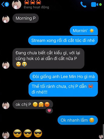 Trong một số đoạn nhắn tin còn có thể thấy sự quan tâm của cô nàng dành cho anh chàng game thủ điển trai, và ngược lại Noway cũng trêu đùa nữ chính bằng cách gọi cô bằng chị.