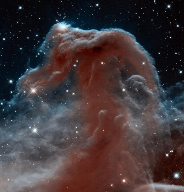 "Tên khổng lồ" này là Tinh vân Đầu Ngựa (Horsehead Nebula) – tinh vân tối trong chòm sao Lạp Hộ. Nó nằm cách Trái Đất 1.500 năm ánh sáng.