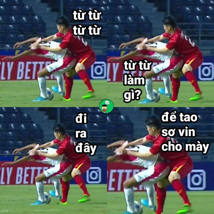 Đình Trọng vào sân là liên tiếp xuất hiện những tình huống cực gát trên sân. Thế nhưng đừng hiểu lầm, anh chàng chỉ muốn sơ-vin cho đối thủ thêm phần tự tin mà thôi.