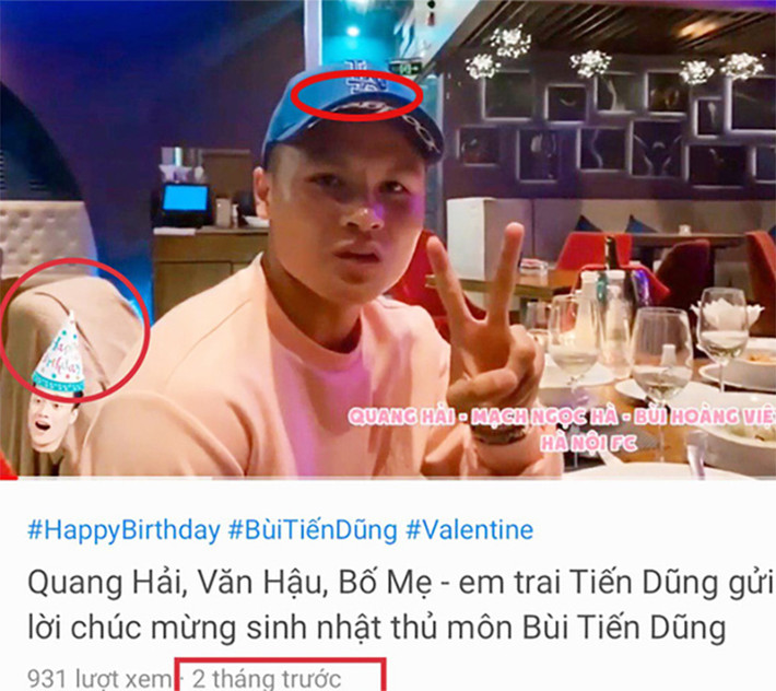 Thế nhưng, êm đềm chưa được tròn ngày thì dân mạng đã tìm ra bằng chứng tiền vệ Quang Hải đưa Huỳnh Anh ra mắt bạn bè khi vừa trở lại hạnh phúc bên Nhật Lê. Dựa theo trang phục, địa điểm quán ăn có thể thấy bức ảnh với bạn gái mới được nam cầu thủ đăng tải được chụp vào ngày sinh nhật thủ môn Bùi Tiến Dũng.