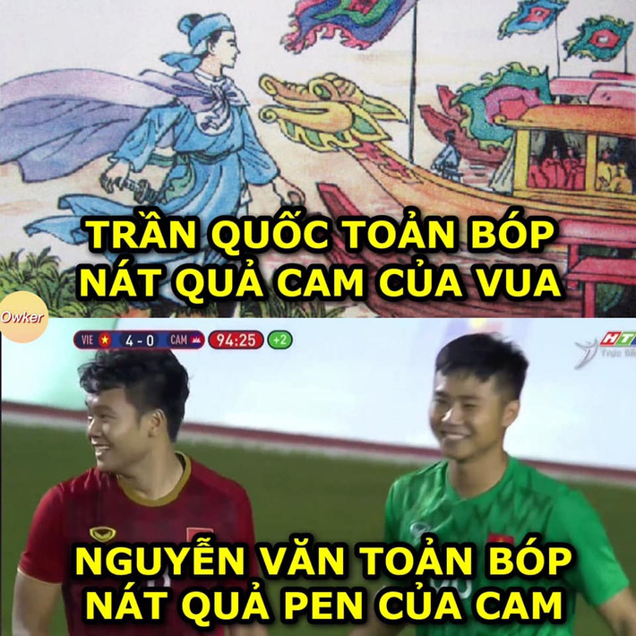Văn Toản với pha cản phá penalty thần sầu đã khiến U22 Campuchia đến 1 bàn thắng danh dự cũng không có.