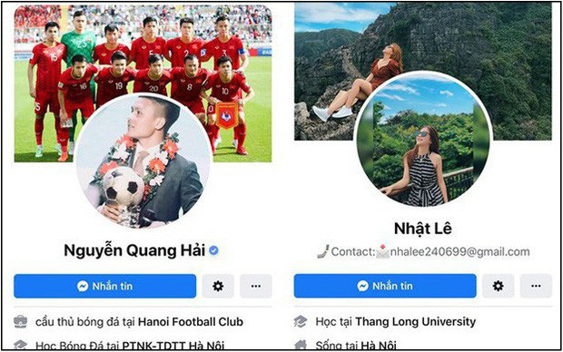 Đồng thời, Nguyễn Quang Hải cũng bỏ tên thay thế "Lu" (nickname của Nhật Lê) và ngược lại, Nhật Lê cũng bỏ đi chữ "Q.H" ở sau tên Facebook của mình.