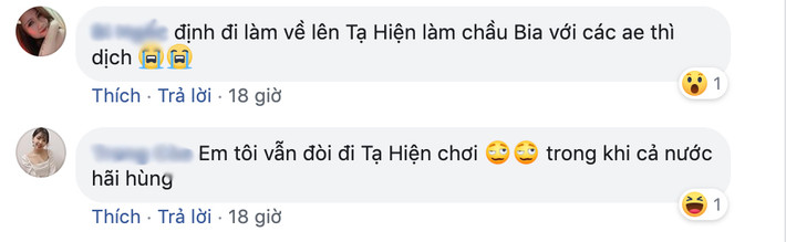 "Không dám đi đâu chơi mà cũng không có nơi nào để chơi luôn. Tạ Hiện còn thế này thì làm gì còn chỗ nào mà đi?", "Tự an ủi bản thân là kinh doanh cả năm rồi nghỉ vài ngày cho khỏe, chẳng mấy khi có dịp. Chứ bình thường không dám nghỉ, tiếc lắm" - Dân mạng tiếc nuối cho biết.