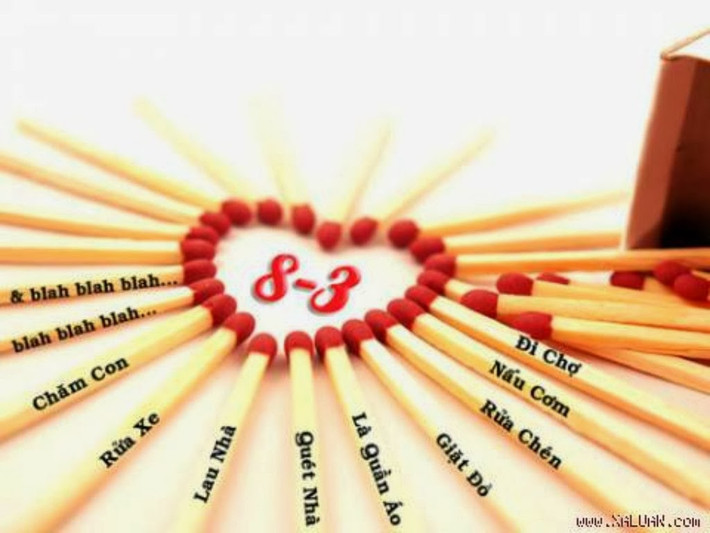 Ngày bình thường người phụ nữ có rất nhiều việc để phải làm như đi chợ, nấu cơm, dọn nhà và vô số những việc không tên. Nhưng với tấm thiệp chúc mừng 8/3 này các đấng mày râu sẽ hiểu được những điều mà người phụ nữ của mình hàng ngày đang làm.