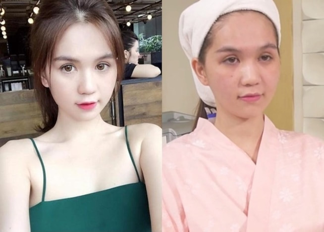 Không còn nước da trắng sứ, đôi mắt long lanh ngây thơ, mặt mộc của "nữ hoàng nội y" Ngọc Trinh khiến người hâm mộ sốc nặng. Đôi mắt thâm quầng, nước da sạm thiếu sức sống khiến cô nàng trông cực mệt mỏi.