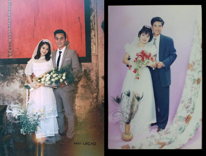 Bộ ảnh cưới được chụp theo phong cách thời "bố mẹ anh" vừa lưu giữ được kỷ niệm lại vừa cực hay ho, không tốn kém.