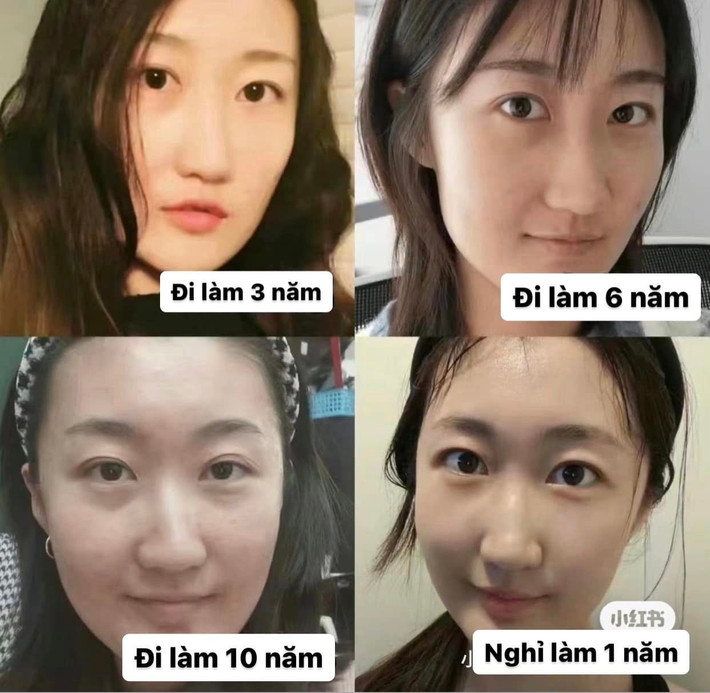 Khi đi làm thì nhan sắc ngày càng đi xuống, nghỉ làm một năm lấy lại thời thanh xuân.