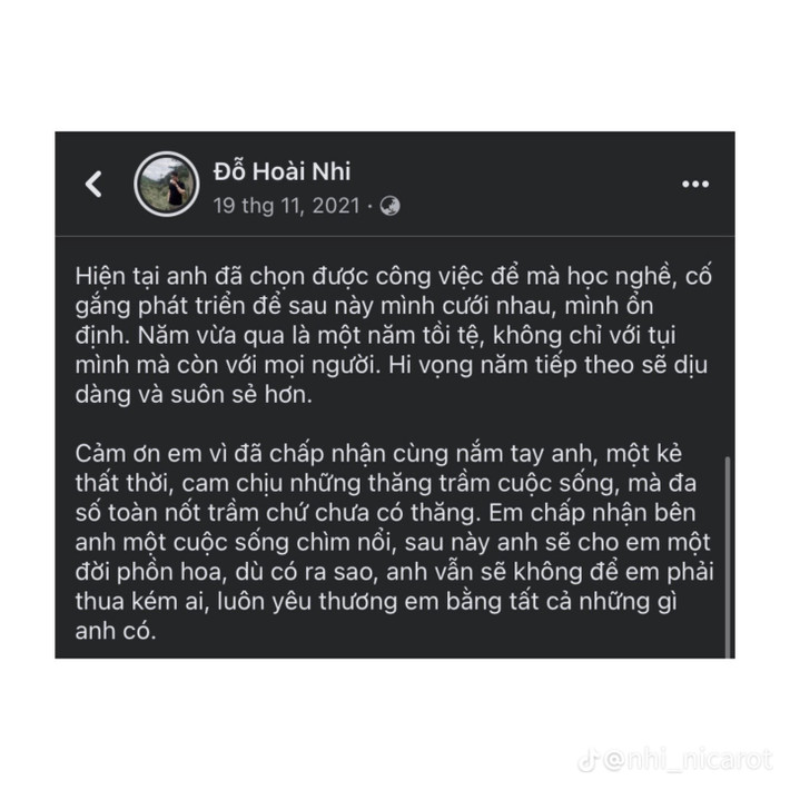 Người bạn trai cảm thấy vô cùng biết ơn bạn gái của mình vì cô đã đồng hành cùng anh.