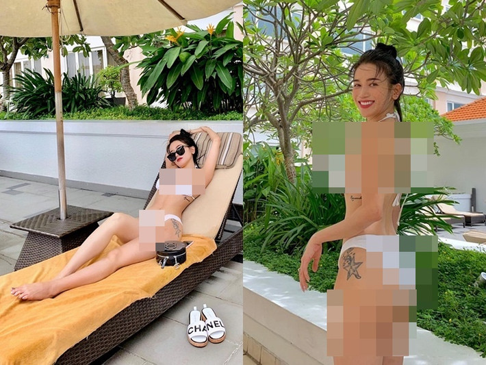Trong lần diện bikini khoe thân nóng bỏng trong kì nghỉ lễ, Sĩ Thanh gây chú ý với 2 hình xăm được đặt ở ngang ngực và dọc 1 bên hông.