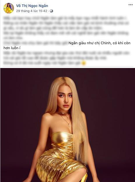 Cụ thể, trên trang cá nhân, Ngân 98 từng bóng gió cho rằng Ngọc Trinh "làm gái" khi cặp kè với các đại gia. Tuy nhiên, khi bị hỏi nhân vật muốn nhăm tới là ai? hot girl Bình Định cũng cho hay cô không hề đả động đến đàn chị mà chỉ do "gà cưng" của ông bầu Vũ Khắc Tiệp tự cảm thấy "nhột" khi bị nhắc đến mà thôi.