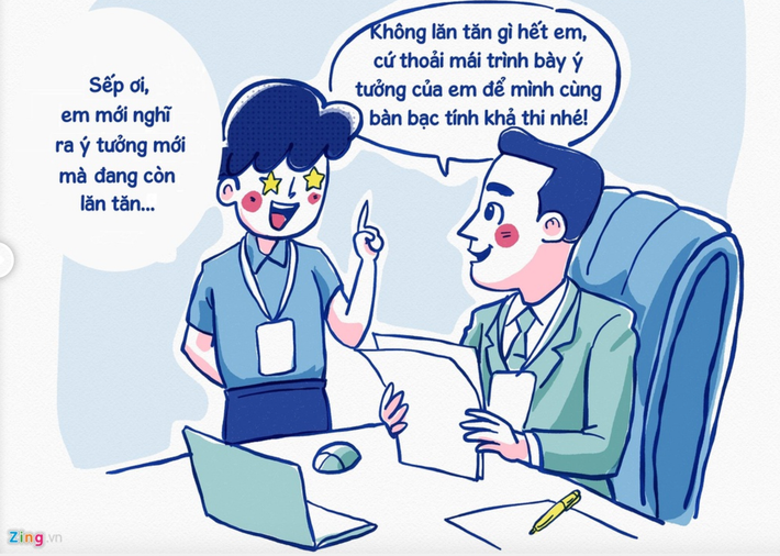 Thay vào đó, sếp biết tiếp thu cái mới, học hỏi và lắng nghe chính nhân viên của mình thì là mũi tên hai đích, vừa giúp mối quan hệ giữa đồng nghiệp gần gũi nhau lại vừa xây dựng một tập thể vững mạnh. Ảnh: Zing.vn