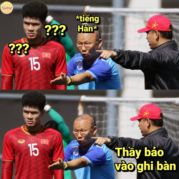 Dù chẳng hiểu thầy Park nói gì nhưng Đức Chinh vẫn hoàn thành tốt nghiệm vụ vào sân để ghi bàn. Giờ thì ai dám bảo Chinh chân gỗ nữa không?