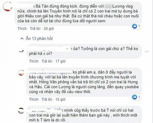 Bà Tân bị dân mạng bóc mẽ, cho rằng lừa dối khán giả vì gọi Thanh Lương là con gái cực ngọt dù không phải vậy.