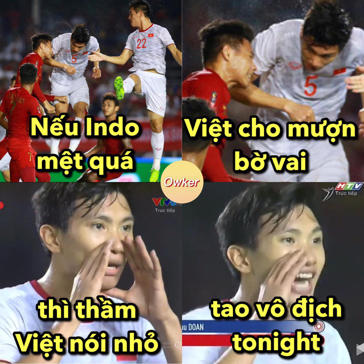 Hai bàn thắng của Văn Hậu và một bàn thắng của Hùng Dũng ấn định tỷ số 3-0 cho U22 Việt Nam trước U22 Indonesia trong trận chung kết môn bóng đá nam tại SEA Games 30.