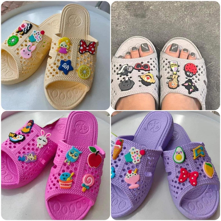 Siêu phẩm dép tổ ong một thời, được gắn thêm "topping" là các sticker đáng yêu.