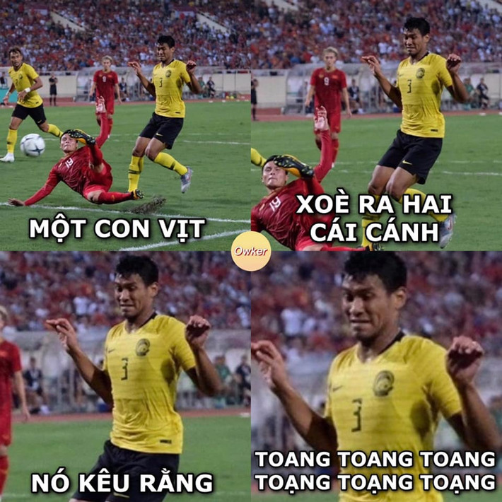 Không những thế, những hình ảnh chế của cầu thủ đội tuyển Malaysia cũng tràn ngập trên các trang mạng khiến CĐM được phen cười thả ga. Ảnh: Fandom Owker.