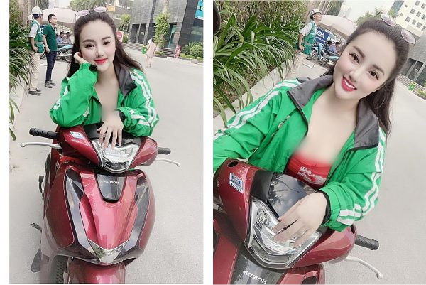 Mới đây, cô giáo ngực khủng Giang Cao đăng tải bức hình khoác áo đồng phục của xe ôm công nghệ ngồi trên xe máy khiến nhiều người chú ý.