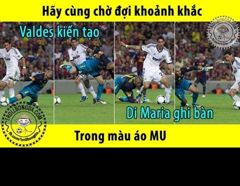 Valdes và Di Maria là kình địch của nhau khi tại các trận siêu kinh điển nhưng hiện tại họ đang là đồng đội của nhau tại MU.