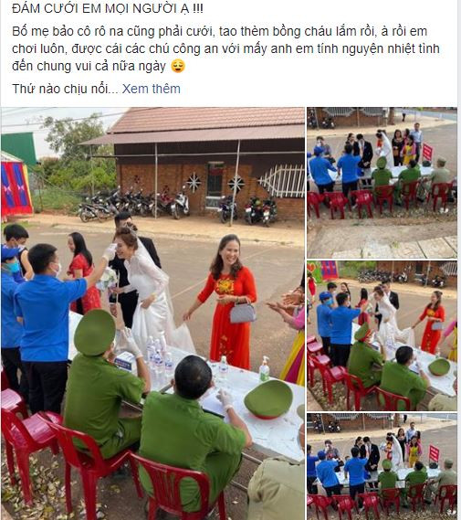 Mới đây, trên mạng xã hội xuất hiện chia sẻ của một cặp đôi cô dâu chú rể về kỷ niệm tổ chức lễ cưới đúng thời điểm dịch Covid-19 bùng phát thu hút sự chú ý của nhiều người. Theo đó, do hai gia đình nội, ngoại thúc giục nên cặp đôi quyết định tổ chức lễ cưới luôn dù dịch bệnh đang diễn biến khá phức tạp.