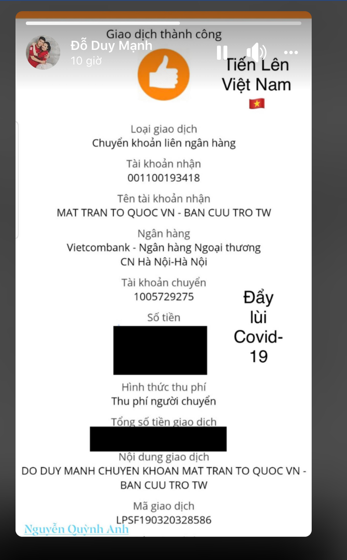 Sau lời kêu gọi ủng hộ đẩy lùi dịch Covid-19 được Thủ tướng Nguyễn Xuân Phúc phát đi, nhiều người đã chung tay quyên góp, trong đó không thể thiếu dàn cầu thủ của đội tuyển Việt Nam.