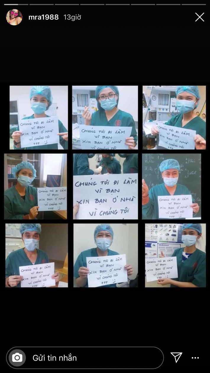 Câu nói "Chúng tôi làm việc vì bạn, bạn ở nhà vì chúng tôi" trở thành trend trên toàn cầu những ngày gần đây, tại Việt Nam, các y, bác sĩ đang làm nhiệm vụ chống dịch Covid-19 cũng chăm chỉ lan toả thông điệp ý nghĩa này. Trên trang cá nhân của mình, Mr A cũng góp sức tuyên truyền đến người hâm mộ để cùng nhau hành động.