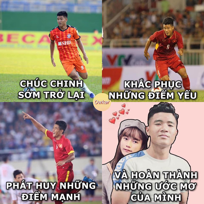 "Chúc Chinh sớm trở lại, phát huy những điểm mạnh, khắc phục những điểm yếu và sớm hoàn thành những ước mơ" là lời nhắn nhủ mà người hâm mộ gửi đến tiền đạo người Phú Thọ trong ngày sinh nhật. Ảnh: Fandom Owker.