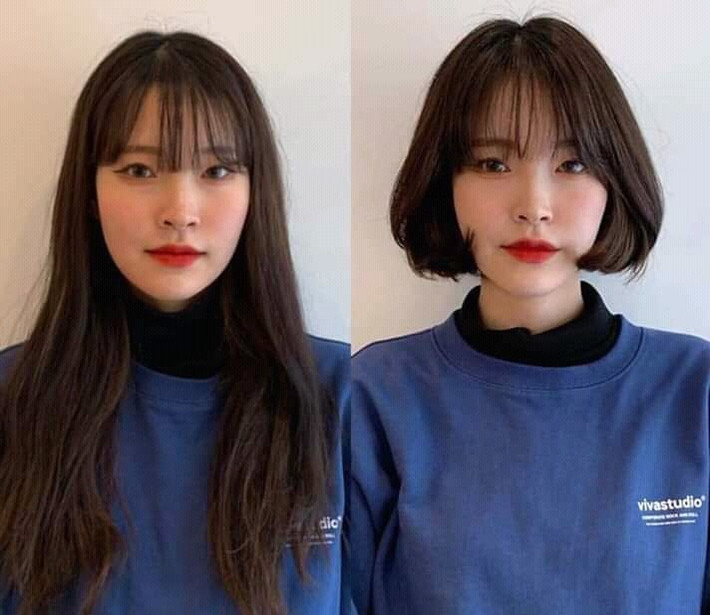 Cùng một khuôn mặt nhưng hai kiểu tóc lại mang lại hiệu ứng khác hẳn nhau.