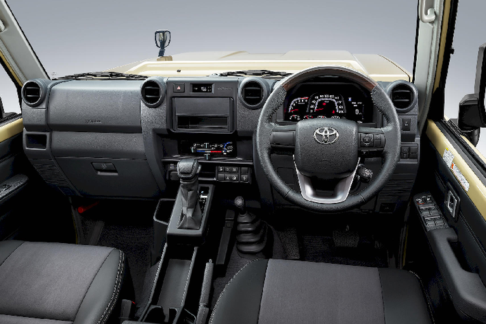 Ở một số thị trường nhất định, loại động cơ quen thuộc đối với dòng Land Cruiser 70 bấy lâu nay là máy dầu diesel tăng áp V8 với dung tích 4.5L, công suất 151 kW (205 PS) và mô-men xoắn cực đại 430 Nm vẫn sẽ được cung cấp. Máy V8 này sẽ đi kèm hộp số sàn 5 cấp. Hệ dẫn động tiêu chuẩn của Land Cruiser 70 đời 2024 vẫn là hai cầu.