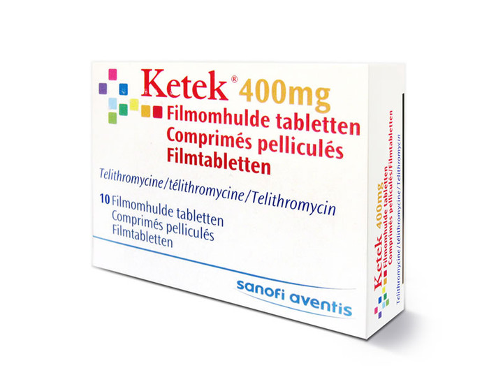KETEK. Chỉ định: Nhiễm trùng đường hô hấp. Tác dụng phụ: nguy cơ dẫn tới suy yếu cơ trầm trọng, mất ý thức, rối loạn thị giác, rối loạn nhịp tim và tổn thương gan.