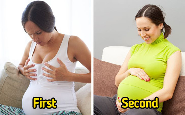 Không căng tức ngực. Nếu như mang thai con đầu lòng khiến bạn khổ sở vì căng tức ngực thì mang thai lần thứ hai sẽ dễ chịu hơn rất nhiều. Đa số chị em thừa nhận ngực không còn nhạy cảm quá mức như trước. Đặc biệt, kích thước bộ ngực cũng không tăng rõ rệt.