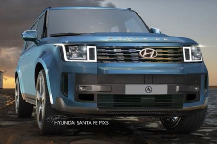 Tương tự nội thất, ngoại thất của Hyundai SantaFe 2024 cũng gợi liên tưởng đến các dòng SUV hạng sang của Land Rover, đó là Discovery và Defender. Nguyên nhân là bởi mẫu SUV này sở hữu thiết kế tổng thể vuông vức và đồ sộ hơn trước.