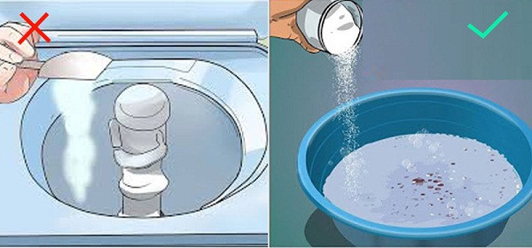 Nhược điểm của bột giặt là khả năng hòa tan thấp. Đôi khi, bạn phải hòa chúng với nước ấm mới có thể hòa tan hoàn toàn nên không thích hợp dùng với máy giặt.