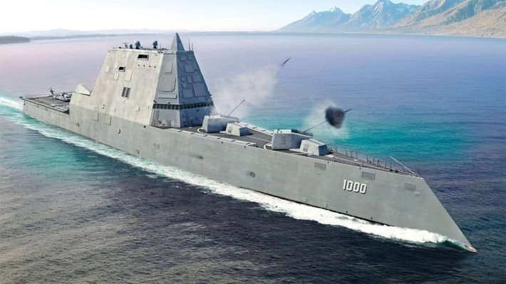 Về vũ khí, ngoài 2 pháo điện từ, Zumwalt có 80 ô phóng tên lửa thẳng đứng Mark 57, được phân tán khắp tàu, để giảm thiểu các vụ nổ khi bị vũ khí của đối phương bắn trúng. Những ô phóng này có thể phóng tên lửa hành trình tấn công mặt đất Tomahawk, tên lửa chống ngầm ASROC, hoặc bốn tên lửa phòng không tầm trung Sea Sparrow.
