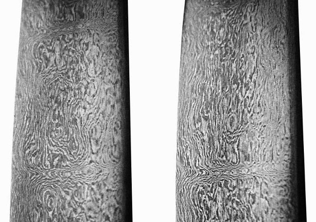 Những đặc tính này có sự tương đồng với thép Damascus được tạo ra từ hàng trăm năm trước bởi người dân ở Damascus (thủ đô của Syria). Đặc điểm nhận dạng của loại thép này là những vân, rãnh thép xoáy tự nhiên, đẹp, sắc bén và bền một cách đáng ngạc nhiên.