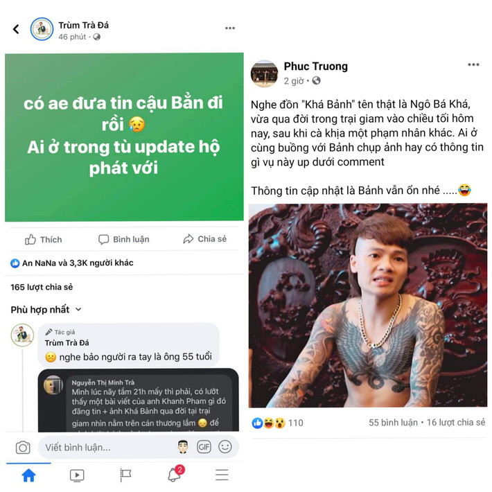 Mạng xã hội tung tin Ngô Bá Khá (tức Khá "Bảnh") chết trong trại giam vào tối 20/12. Nghi can gây ra cái chết được cộng đồng mạng đồn thổi là một phạm nhân 55 tuổi vừa mới vào trại giam. Tuy nhiên, nhiều người dùng mạng xã hội cho rằng thông tin trên chỉ là "tin vịt" vì Khá "Bảnh" vẫn ổn. Được biết, sau phiên tòa, Khá "Bảnh" được chuyển về trại giam Hoàng Tiến ở H.Chí Linh (Hải Dương) để chấp hành án.