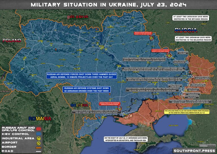 Trên chiến trường Ukraine, 700.000 quân Nga tiếp tục thực hiện các cuộc tấn công theo chiến thuật “nghìn vết chém” trên mặt trận dài hàng nghìn km. Trọng tâm chủ yếu tập trung vào chiến trường Kharkov ở phía bắc và Donbass ở trung tâm.