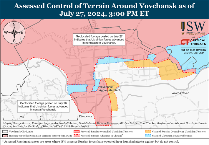 Bên hướng Volchansk của mặt trận Kharkov, khu vực tòa nhà cao tầng Volchansk trở thành một trong những tâm điểm giao tranh ác liệt giữa hai bên. Quân đội Ukraine đã thực hiện nhiều cuộc tấn công vào khu công nghiệp bằng UAV và bom dẫn đường do phương Tây sản xuất, nhưng phần phía tây của khu công nghiệp chưa bao giờ bị Quân đội Ukraine chiếm lại.