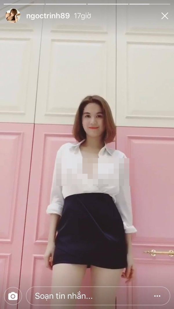 Bộ cánh của Ngọc Trinh sẽ rất kín đáo nếu như cô nàng nhớ mặc nội y. Ảnh: media.