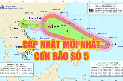 Theo Trung tâm dự báo Khí tượng Thủy văn, vị trí tâm bão số 5 sẽ ở khoảng 21,2 độ Vĩ Bắc; 111,2 độ Kinh Đông, cách Móng Cái (Quảng Ninh) khoảng 350km về phía Đông. Sức gió mạnh nhất vùng gần tâm bão mạnh cấp 8-9 (60-90km/giờ), giật cấp 11. Dự báo trong 12 đến 24 giờ tiếp theo, bão di chuyển theo hướng Tây Tây Bắc, mỗi giờ đi được khoảng 15-20km. Ảnh: Lao động.