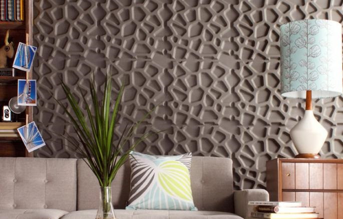Tấm ốp tường 3D đang được sử dụng khá phổ biến trong ngành trang trí nội thất. Ảnh: 3dwall.