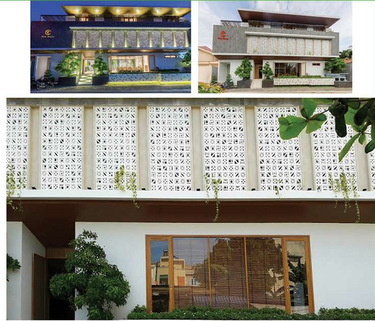 Gạch thông gió là vật liệu dễ thi công trang trí, chi phí tiết kiệm, thân thiện môi trường lại giúp tạo dựng mặt tiền hiện đại, bền vững. Ảnh: Gachbongdep.